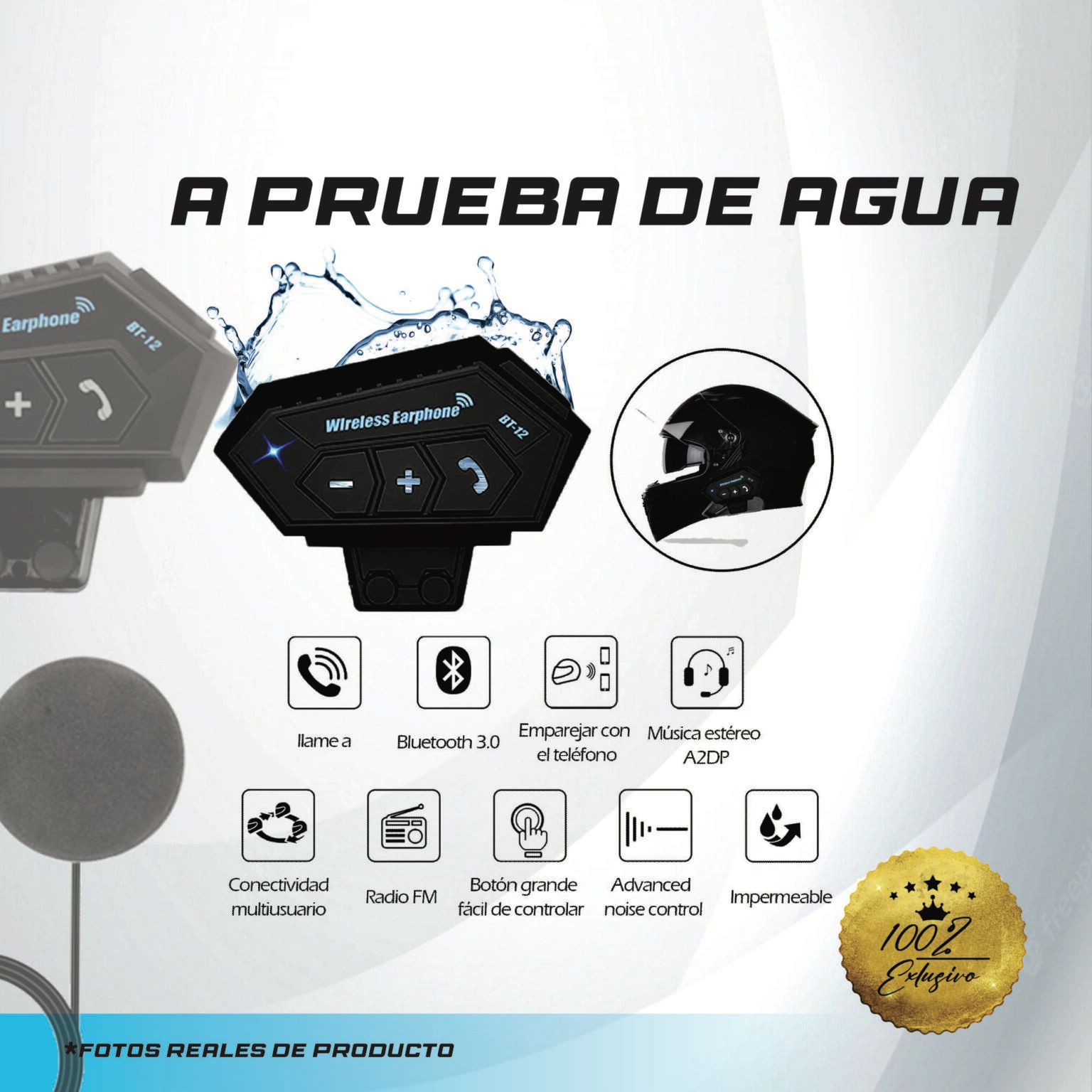 Intercomunicador Auriculares Bluetooth Para Casco Moto